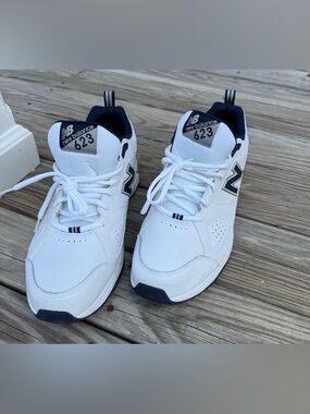 New Balance 623v3 white and navy training shoes. 
Size 14